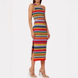Vibrant Striped One-Shoulder Dress